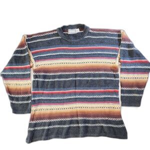 Vintage Concrete Mix Multi-Color Striped Crewneck Sweater Size S/M